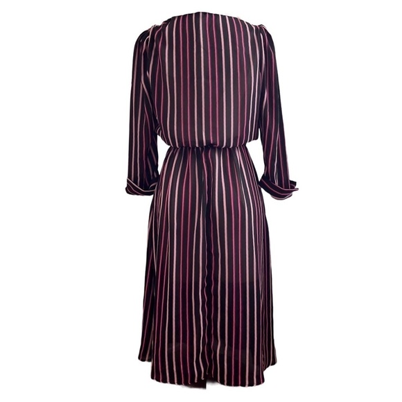 Vintage 1970s Striped Secretary Dress – Dark Academia, Cottagecore, Retro Office - Picture 3 of 11